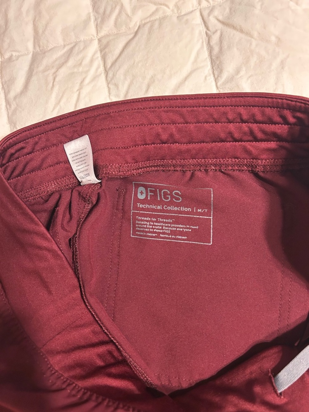 Figs Women's Scrub Set - Burgundy Top & Pants - Picture 6 of 6